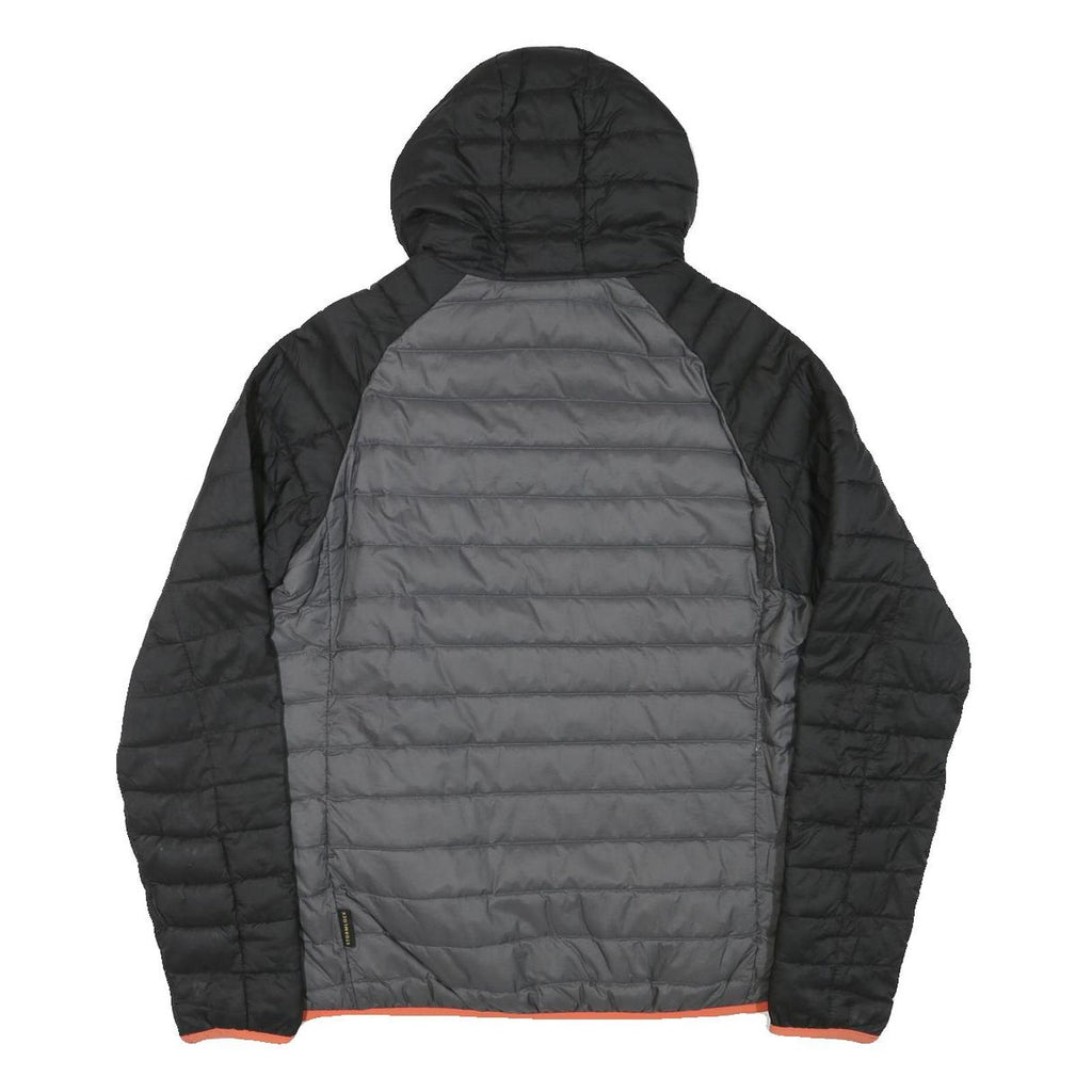 JACK WOLFSKIN Womens Black & Grey Hooded Puffer Jacket L Polyester Blend Zip