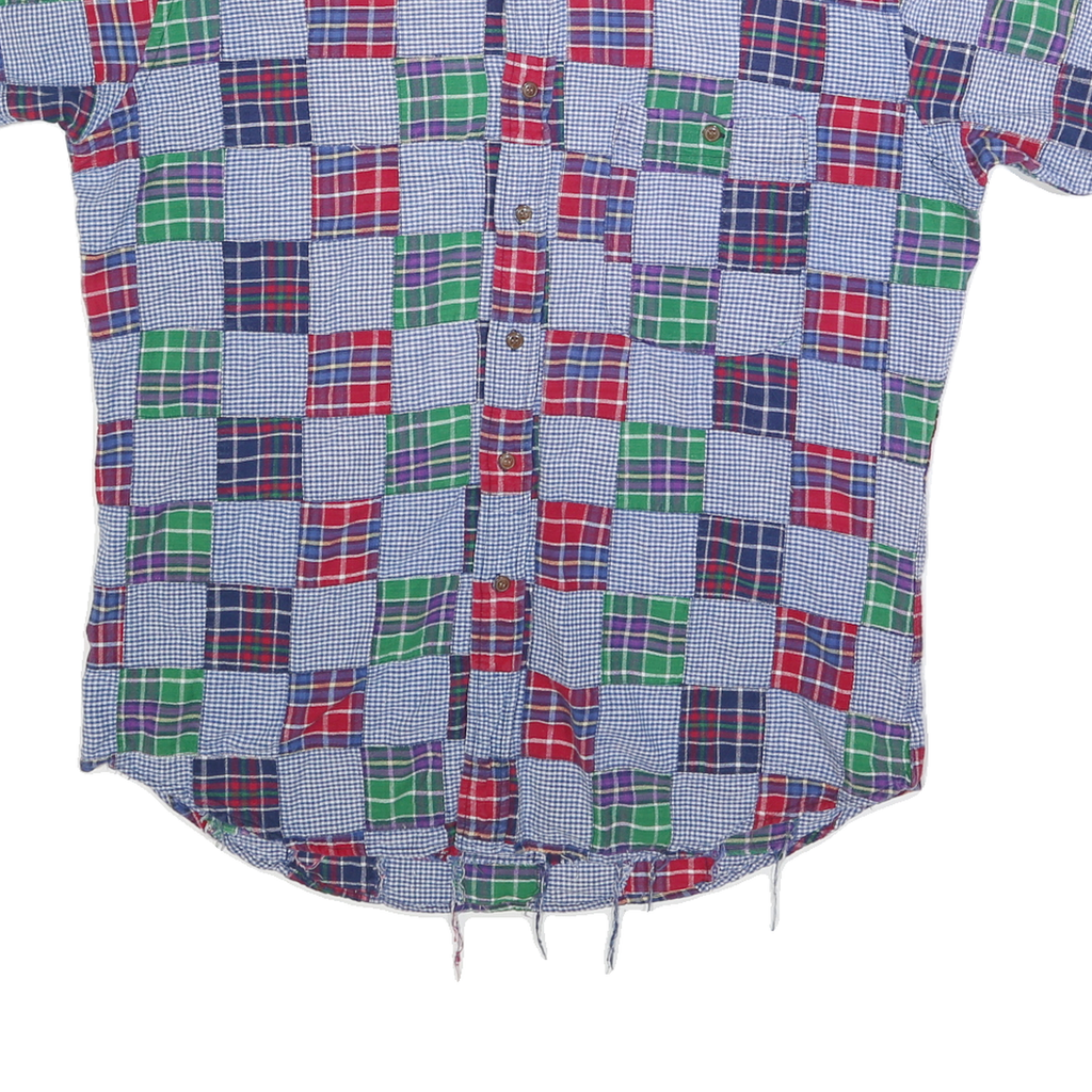 CHAPS RALPH LAUREN Mens Blue Red Green Check Shirt L Casual Cotton Short Sleeve