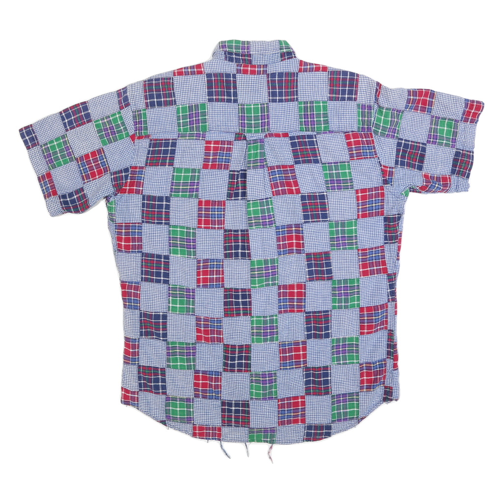 CHAPS RALPH LAUREN Mens Blue Red Green Check Shirt L Casual Cotton Short Sleeve