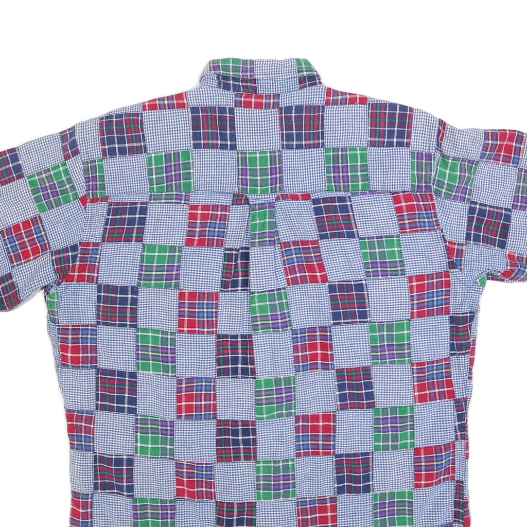 CHAPS RALPH LAUREN Mens Blue Red Green Check Shirt L Casual Cotton Short Sleeve
