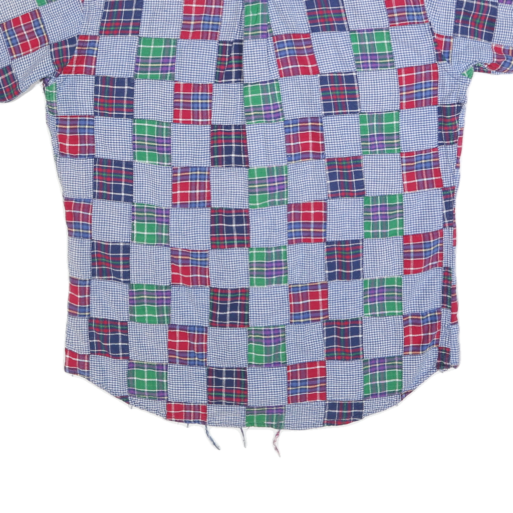 CHAPS RALPH LAUREN Mens Blue Red Green Check Shirt L Casual Cotton Short Sleeve
