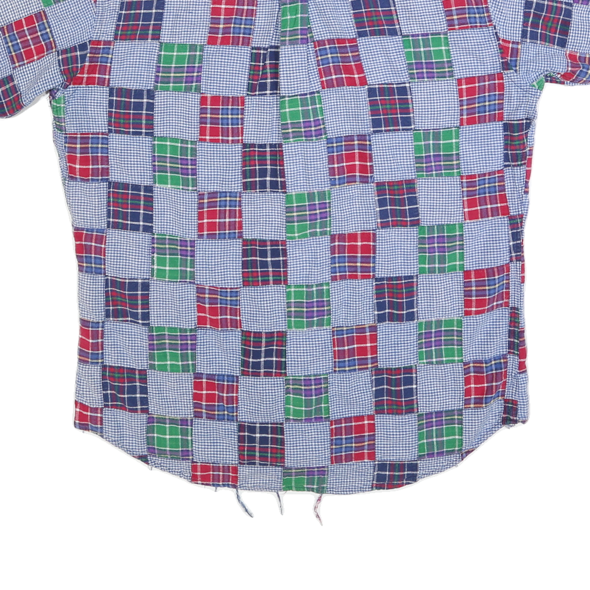 CHAPS RALPH LAUREN Mens Blue Red Green Check Shirt L Casual Cotton Short Sleeve