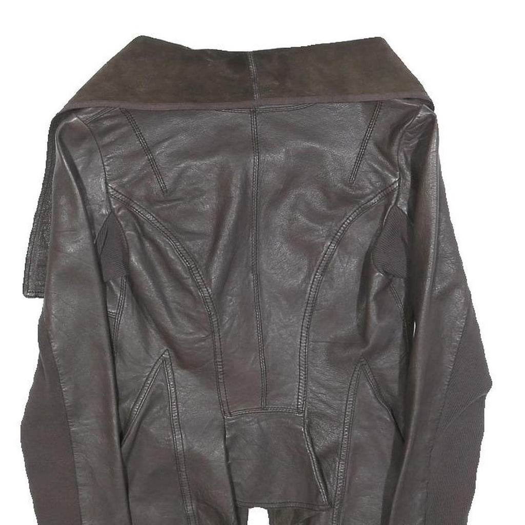 ALL SAINTS Womens Brown Leather Leather Jacket UK 6 Plain Classic Slim Fit