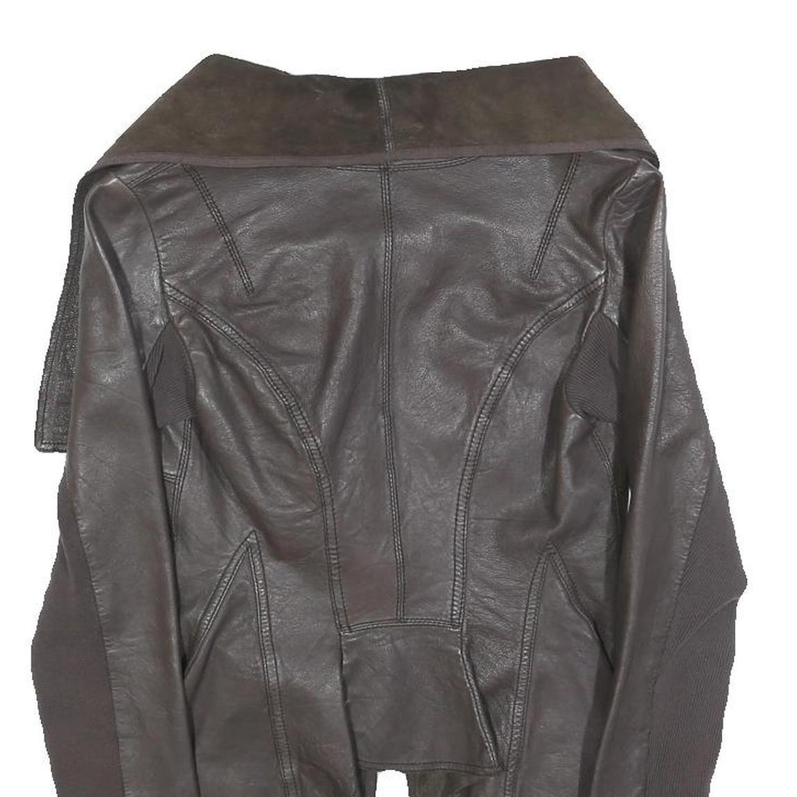 ALL SAINTS Womens Brown Leather Leather Jacket UK 6 Plain Classic Slim Fit