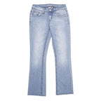 MASSINI Womens Jeans Blue Regular Bootcut Denim Light W28 L32 Stylish Embroidery