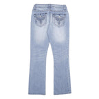 MASSINI Womens Jeans Blue Regular Bootcut Denim Light W28 L32 Stylish Embroidery