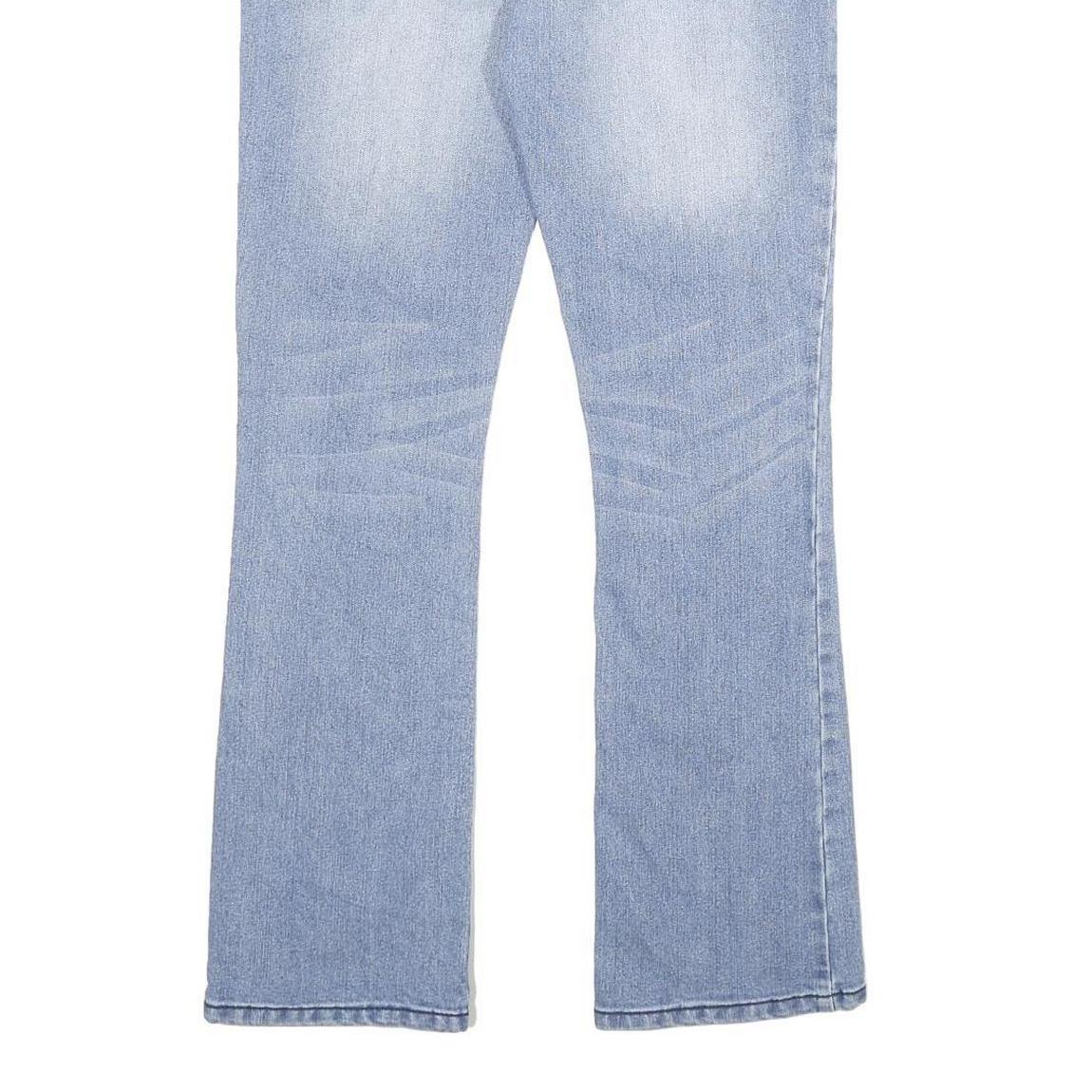 MASSINI Womens Jeans Blue Regular Bootcut Denim Light W28 L32 Stylish Embroidery