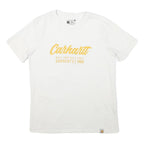 CARHARTT Womens White Graphic T-Shirt S Short Sleeve Crew Neck Logo Print