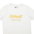 CARHARTT Womens White Graphic T-Shirt S Short Sleeve Crew Neck Logo Print