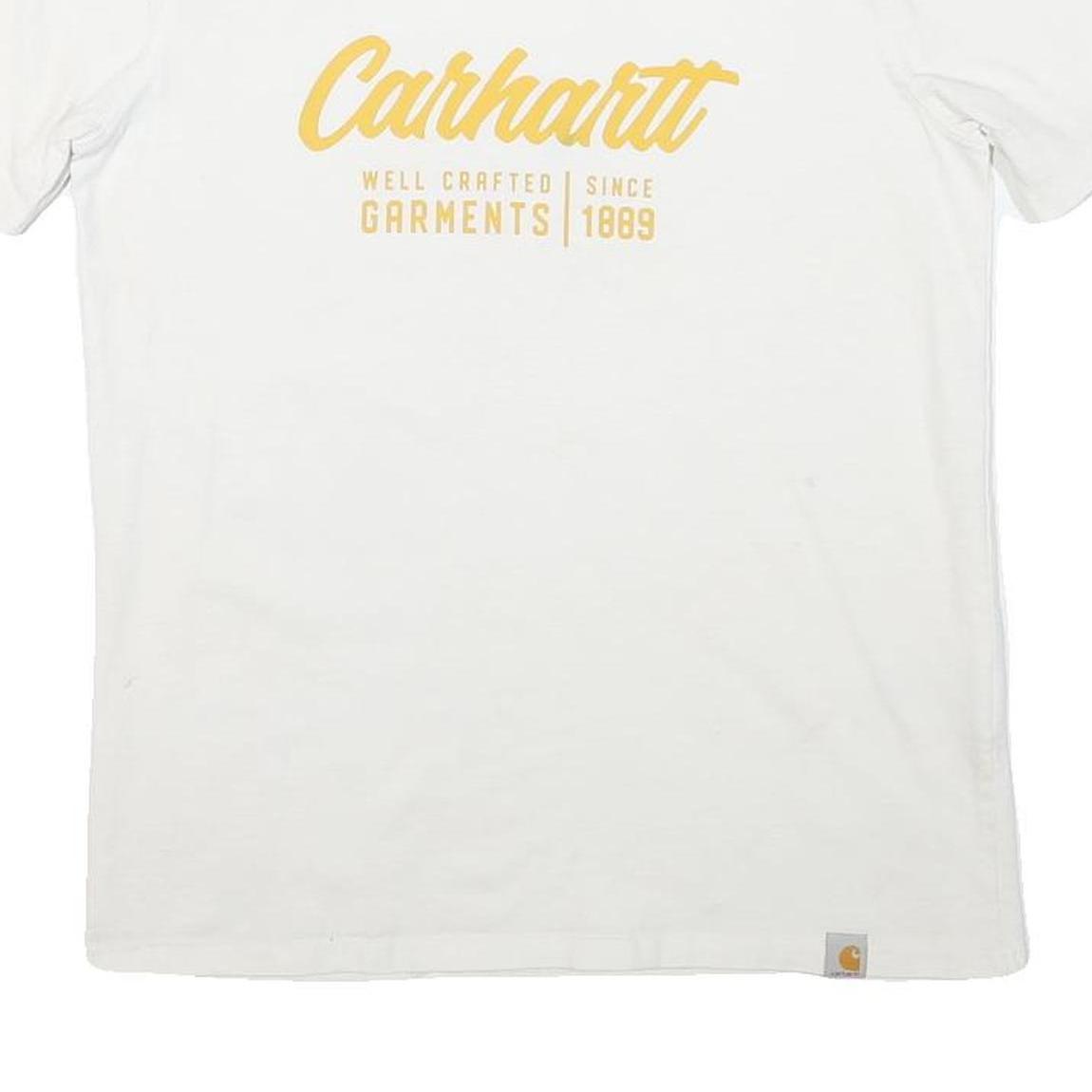 CARHARTT Womens White Graphic T-Shirt S Short Sleeve Crew Neck Logo Print