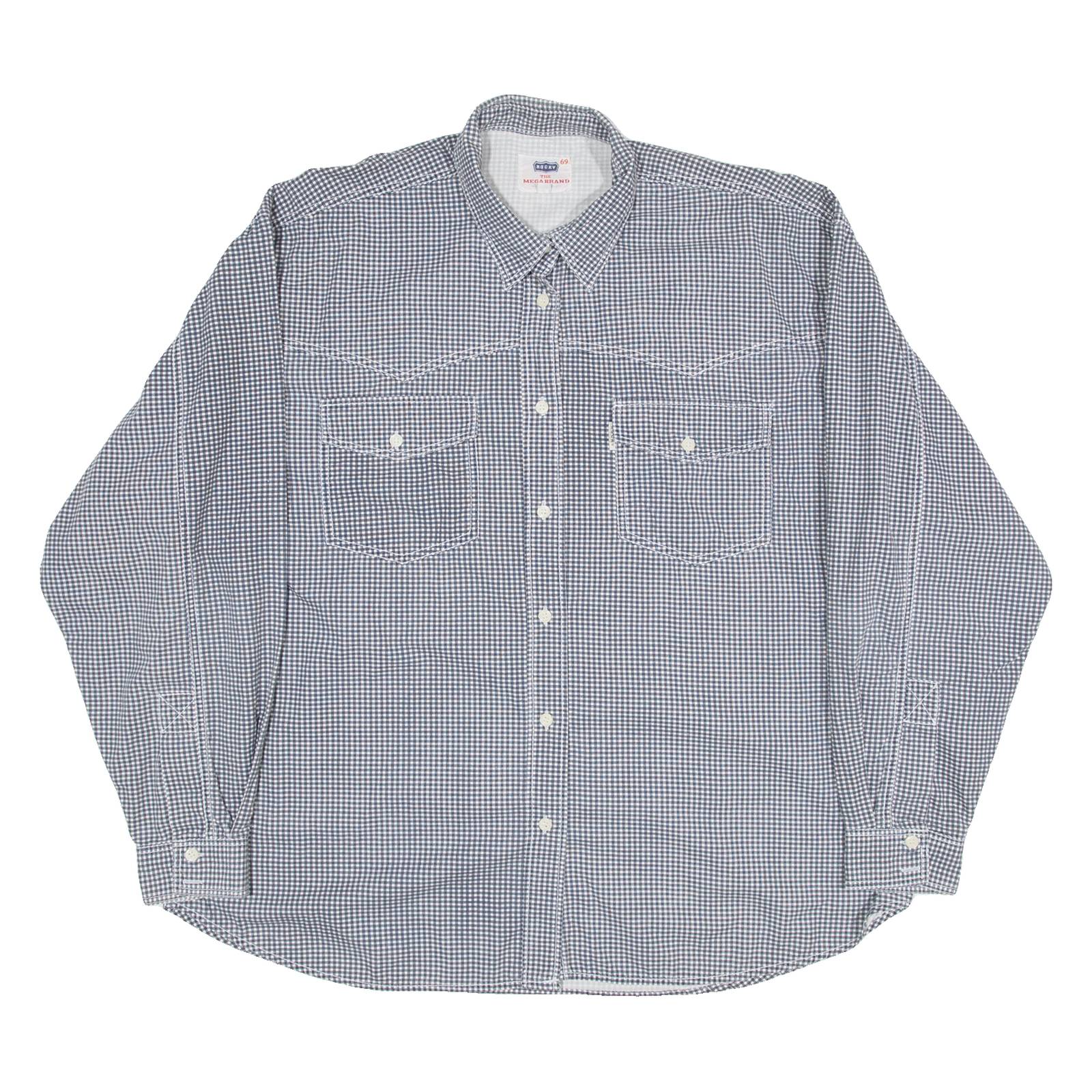 RUCKY THE MEGA BRAND Mens Shirt Black Check Long Sleeve L