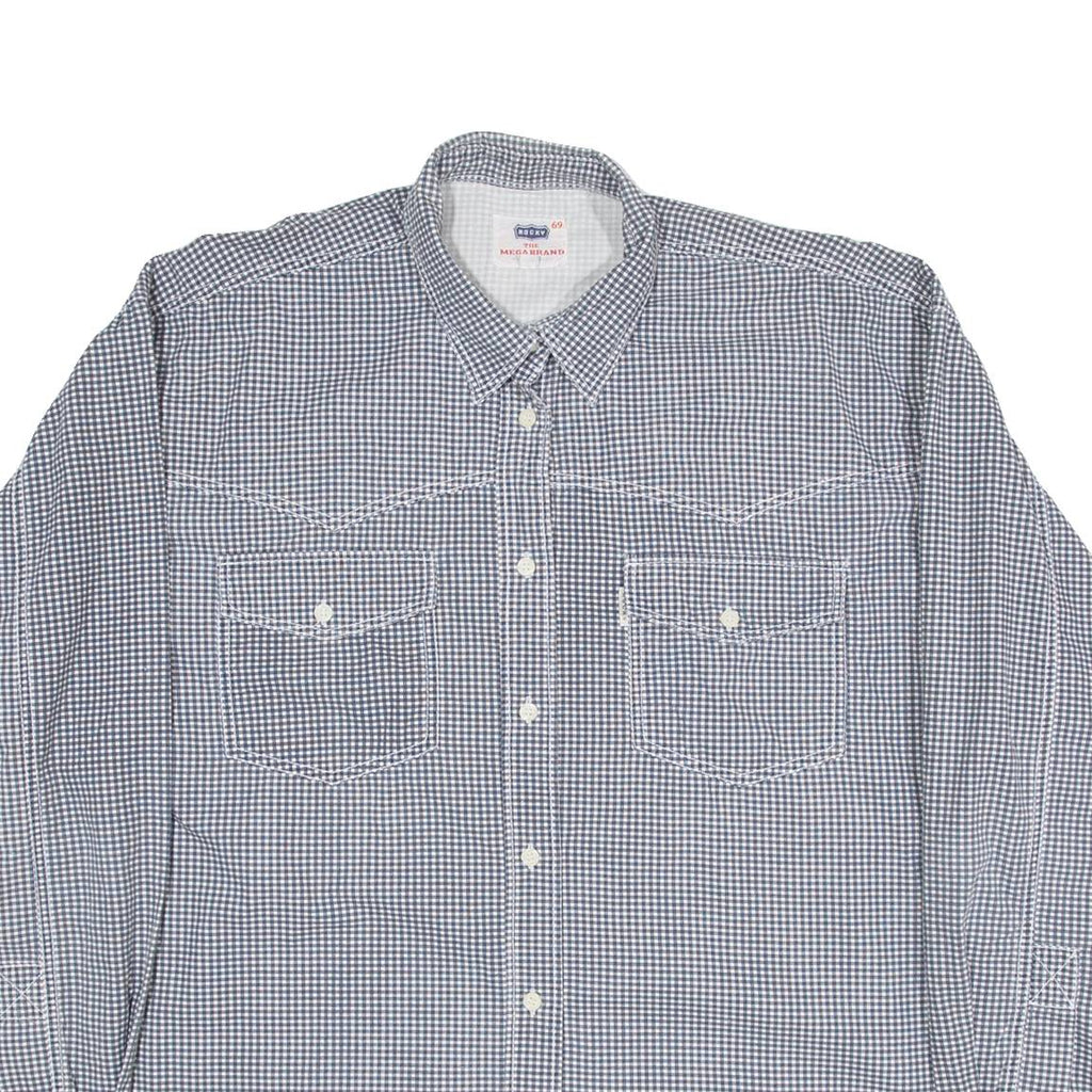 RUCKY THE MEGA BRAND Mens Shirt Black Check Long Sleeve L