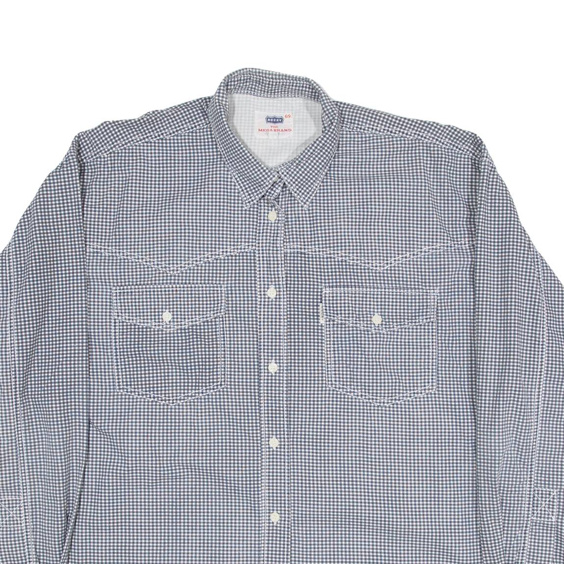 RUCKY THE MEGA BRAND Mens Shirt Black Check Long Sleeve L