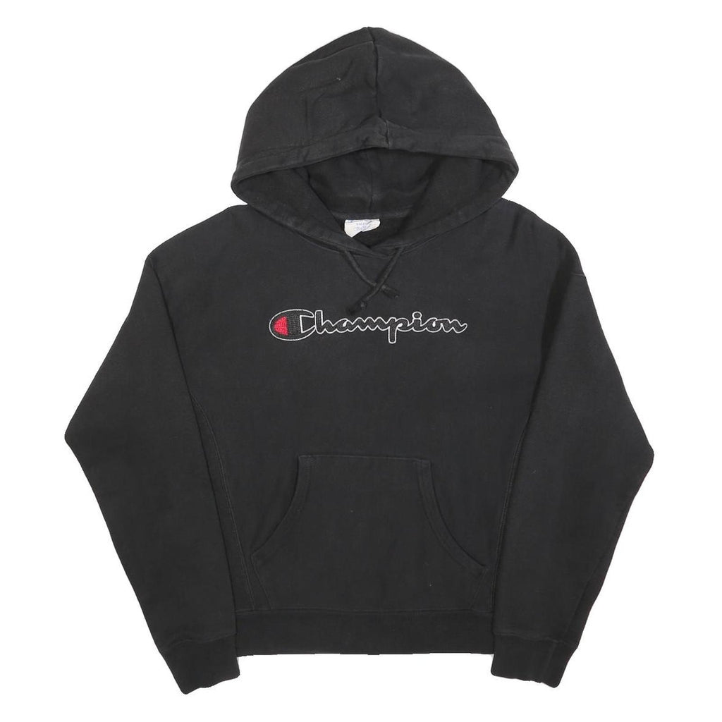 CHAMPION REVERSE WEAVE Mens Black Hoodie S Embroidered Logo Pullover cotton
