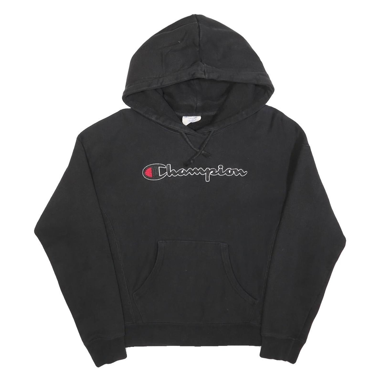 CHAMPION REVERSE WEAVE Mens Black Hoodie S Embroidered Logo Pullover cotton