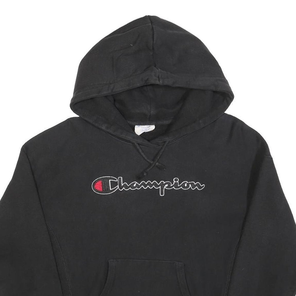 CHAMPION REVERSE WEAVE Mens Black Hoodie S Embroidered Logo Pullover cotton