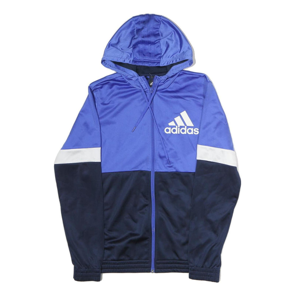 ADIDAS Mens Blue & Navy Zip Hoodie M Polyester Athletic Sportswear