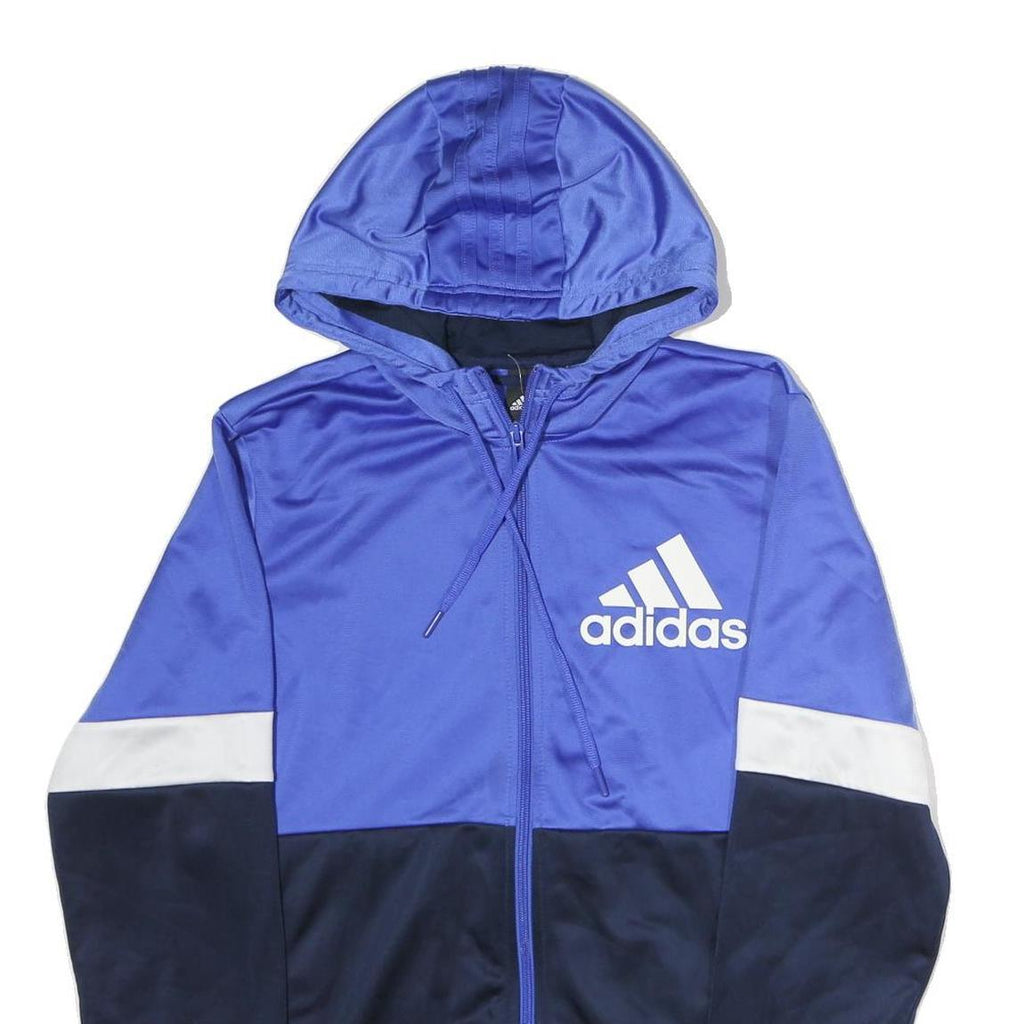 ADIDAS Mens Blue & Navy Zip Hoodie M Polyester Athletic Sportswear