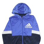 ADIDAS Mens Blue & Navy Zip Hoodie M Polyester Athletic Sportswear