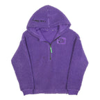 KEITH HARING Womens Purple ¼ Zip Hooded Fleece Hoodie S Artistic Graphic