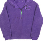 KEITH HARING Womens Purple ¼ Zip Hooded Fleece Hoodie S Artistic Graphic