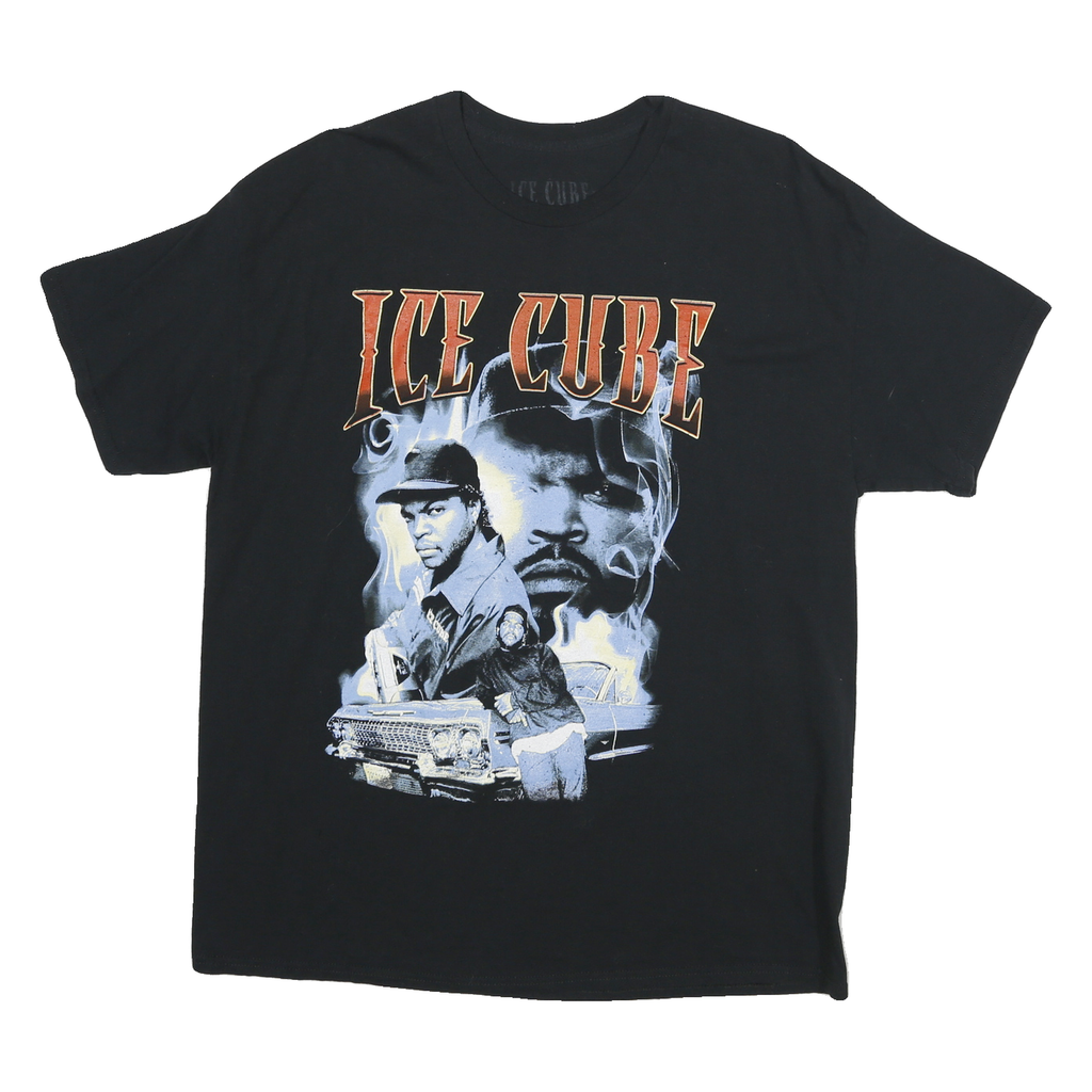 ICE CUBE Mens Black Graphic T-Shirt XL Short Sleeve Crew Neck Cotton Blend