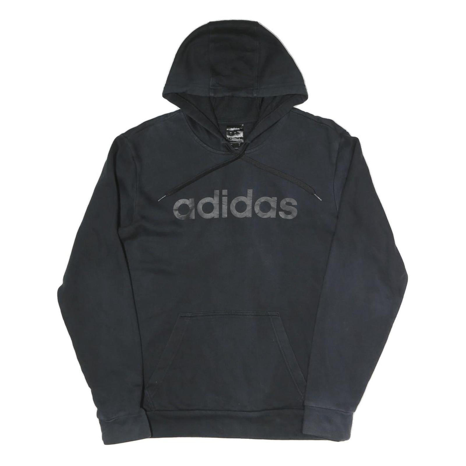 ADIDAS Mens Black Hoodie S Cotton Blend Pullover Casual Sportswear