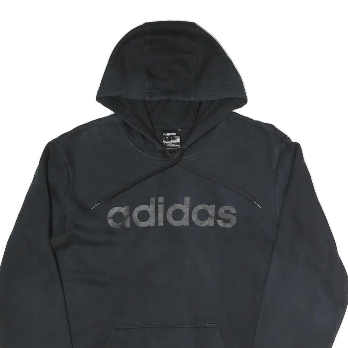 ADIDAS Mens Black Hoodie S Cotton Blend Pullover Casual Sportswear
