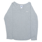 REEBOK Womens T-Shirt Grey Long Sleeve V-Neck S