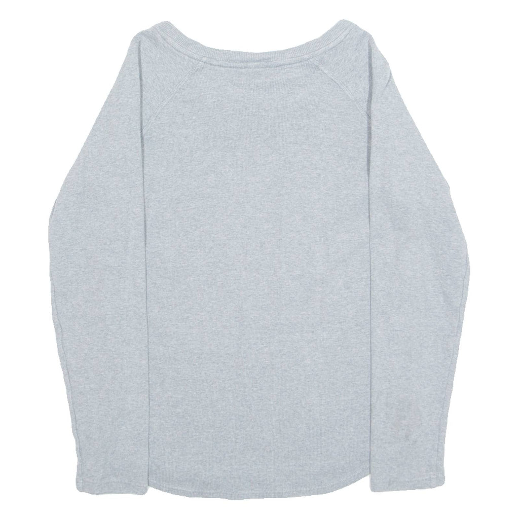 REEBOK Womens T-Shirt Grey Long Sleeve V-Neck S