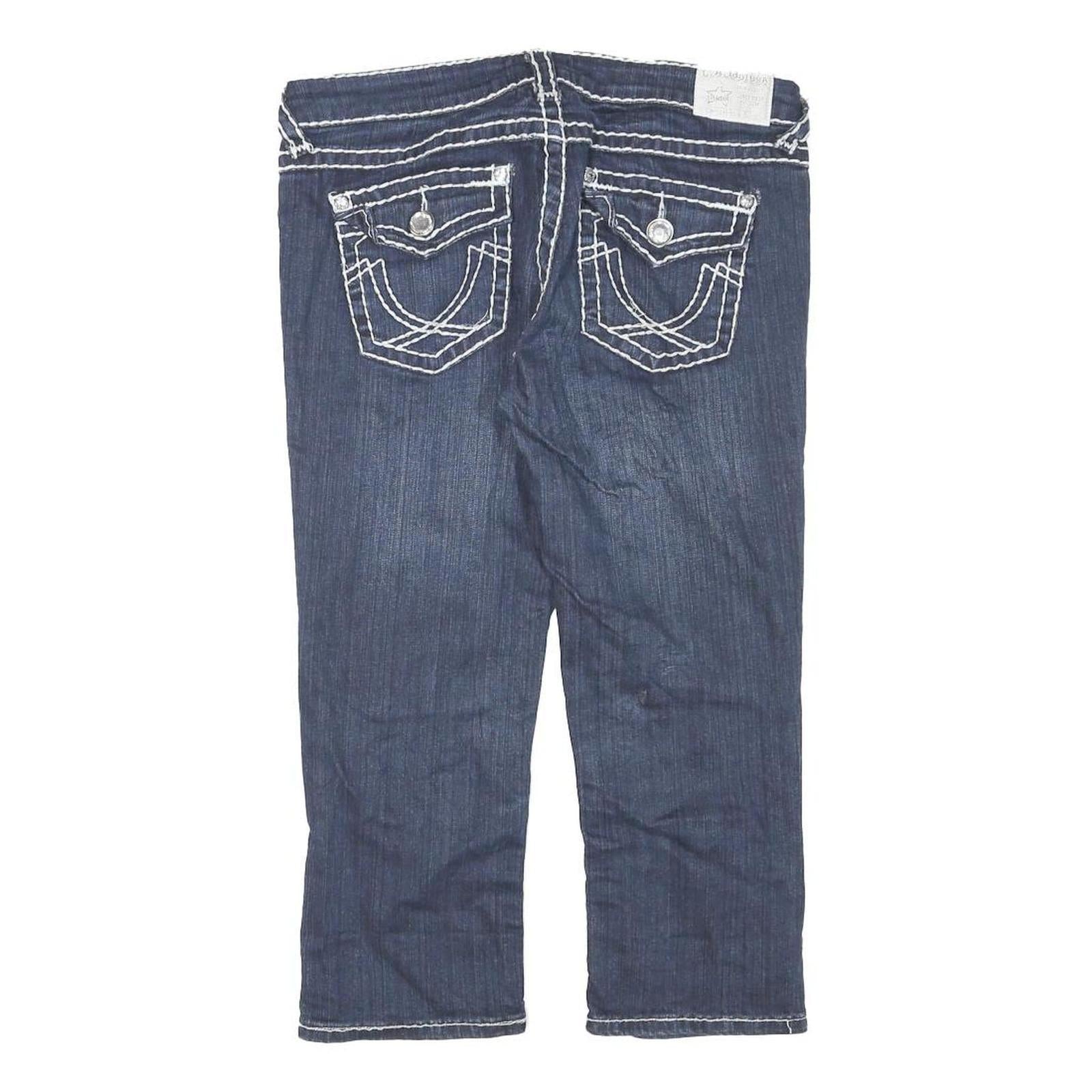 LA IDOL Womens Shorts Blue Denim L W32 Contrast Stitching Stylish Casual