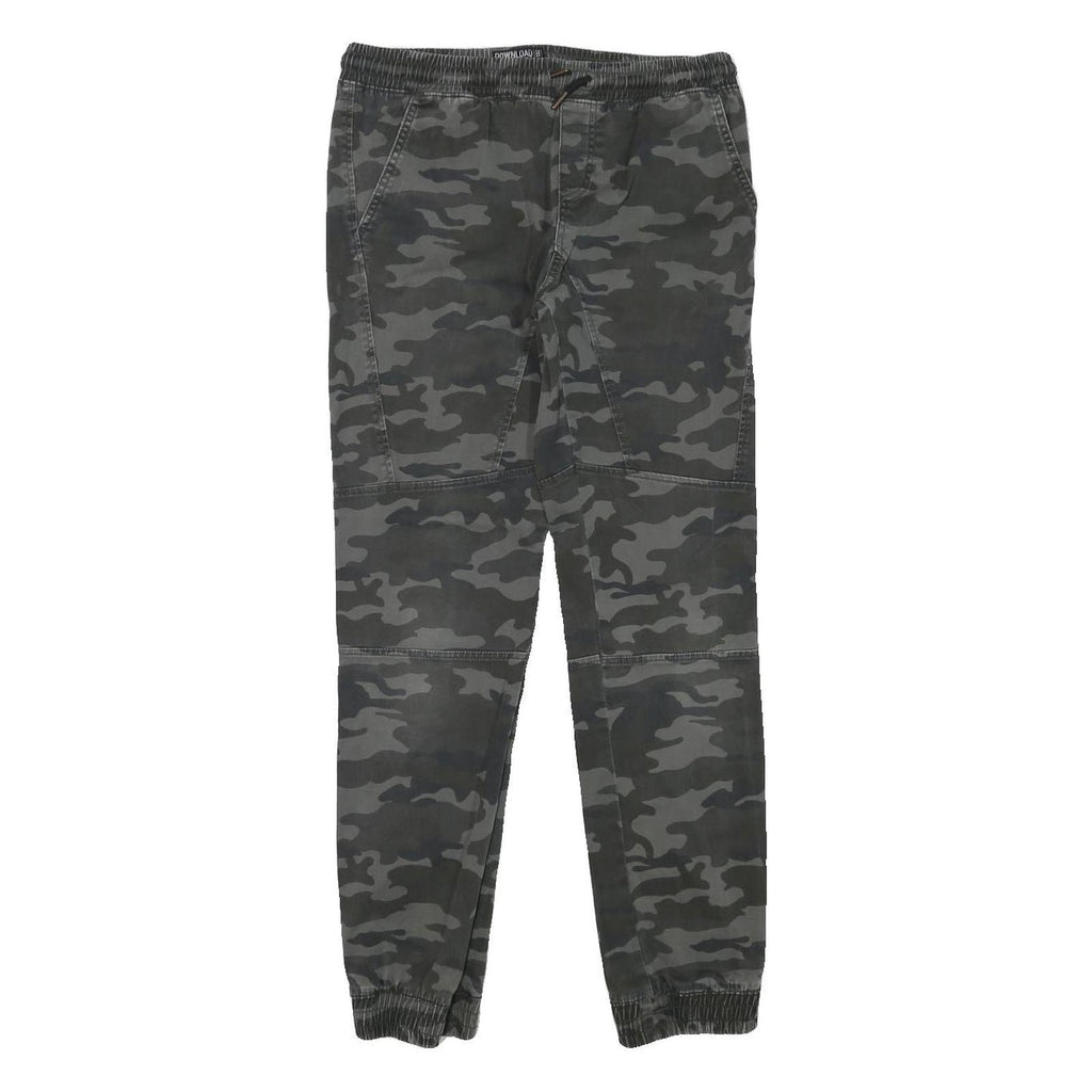 DOWNLOAD Mens Cotton Blend Grey Camouflage Slim Drawstring Trousers W30 L29