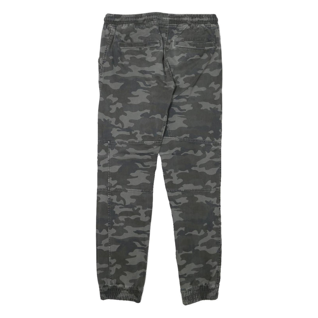 DOWNLOAD Mens Cotton Blend Grey Camouflage Slim Drawstring Trousers W30 L29