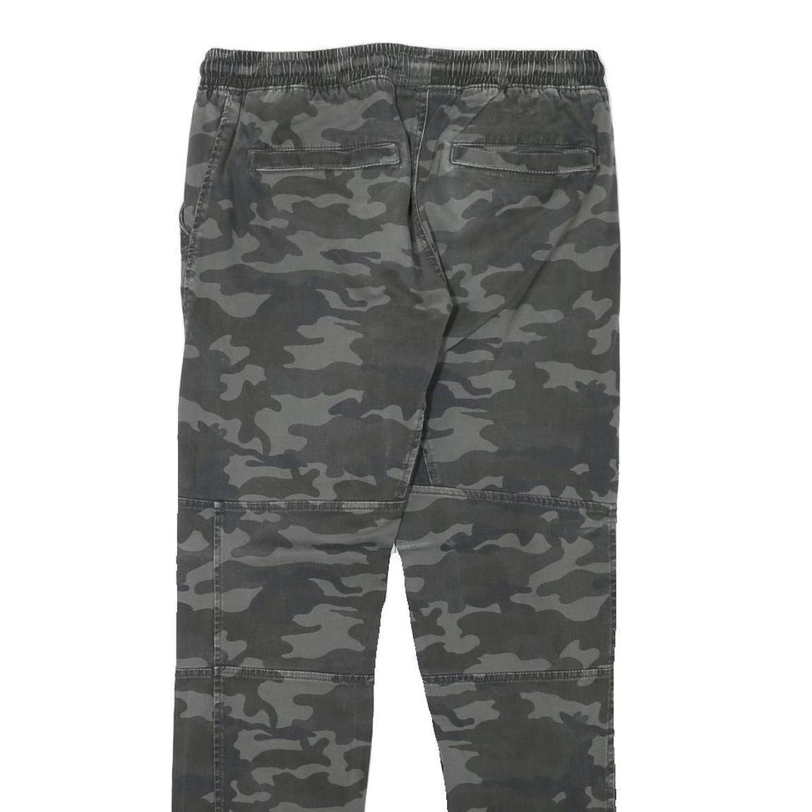 DOWNLOAD Mens Cotton Blend Grey Camouflage Slim Drawstring Trousers W30 L29