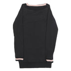 REEBOK Womens Black & Pink Basic Long Sleeve V-Neck Top UK 10 Cotton Blend