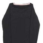REEBOK Womens Black & Pink Basic Long Sleeve V-Neck Top UK 10 Cotton Blend