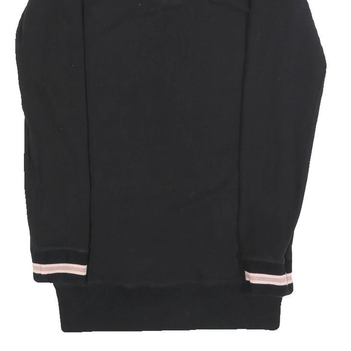 REEBOK Womens Black & Pink Basic Long Sleeve V-Neck Top UK 10 Cotton Blend