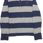 POLO RALPH LAUREN Mens Navy & Grey Striped Pattern Zip Neck Jumper Cable Knit S