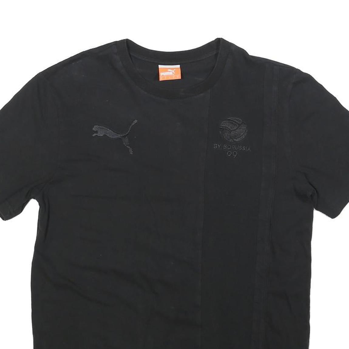 PUMA Mens Black Football Archives T-Shirt S Short Sleeve Crew Neck Logo