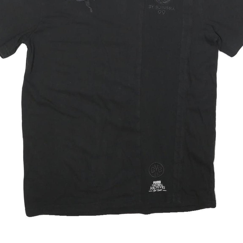 PUMA Mens Black Football Archives T-Shirt S Short Sleeve Crew Neck Logo