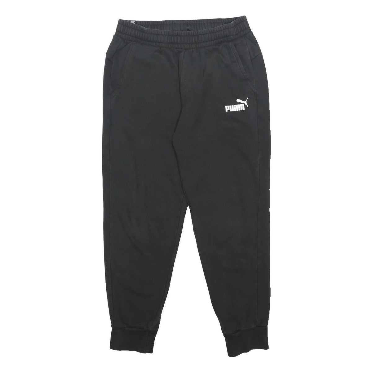 PUMA Mens Joggers Black L W28 L26 Cotton Blend Slim Tapered Fit Casual Wear