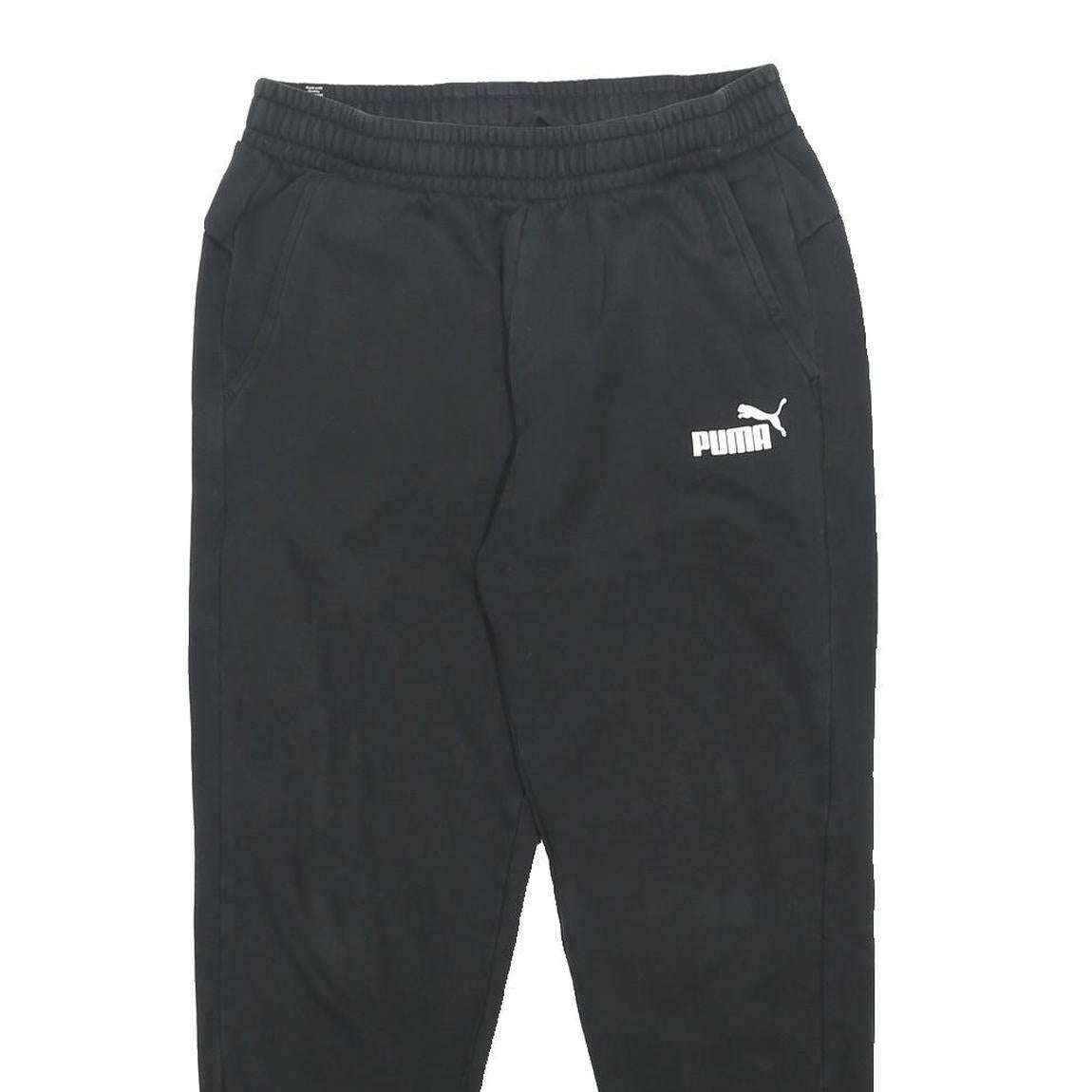 PUMA Mens Joggers Black L W28 L26 Cotton Blend Slim Tapered Fit Casual Wear