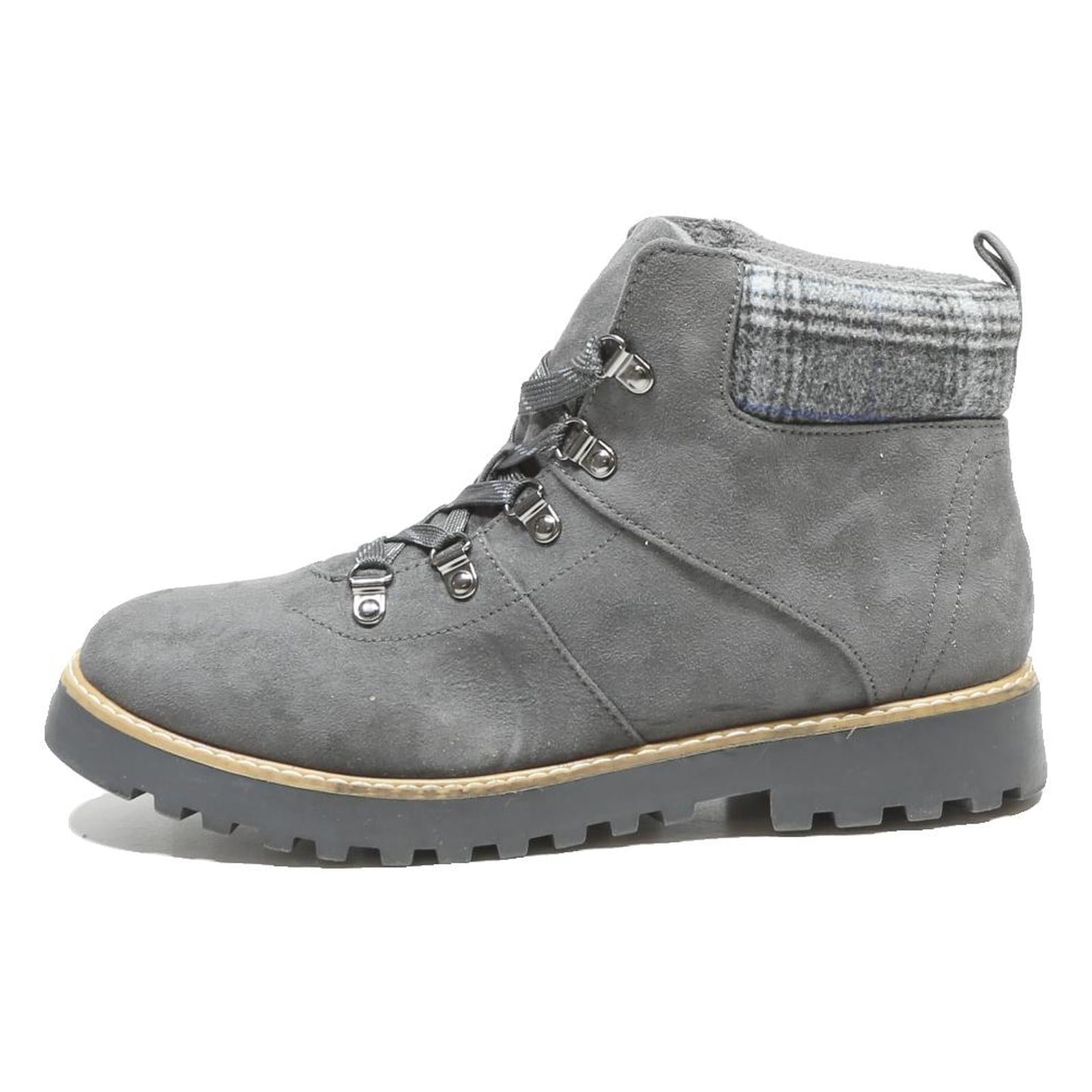 SONOMA Womens Ankle Lace-Up Boots Grey Leather UK 9 Casual Outdoor Sturdy