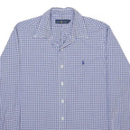 RALPH LAUREN Mens Blue Check Shirt L Cotton Classic Long Sleeve Button Collar