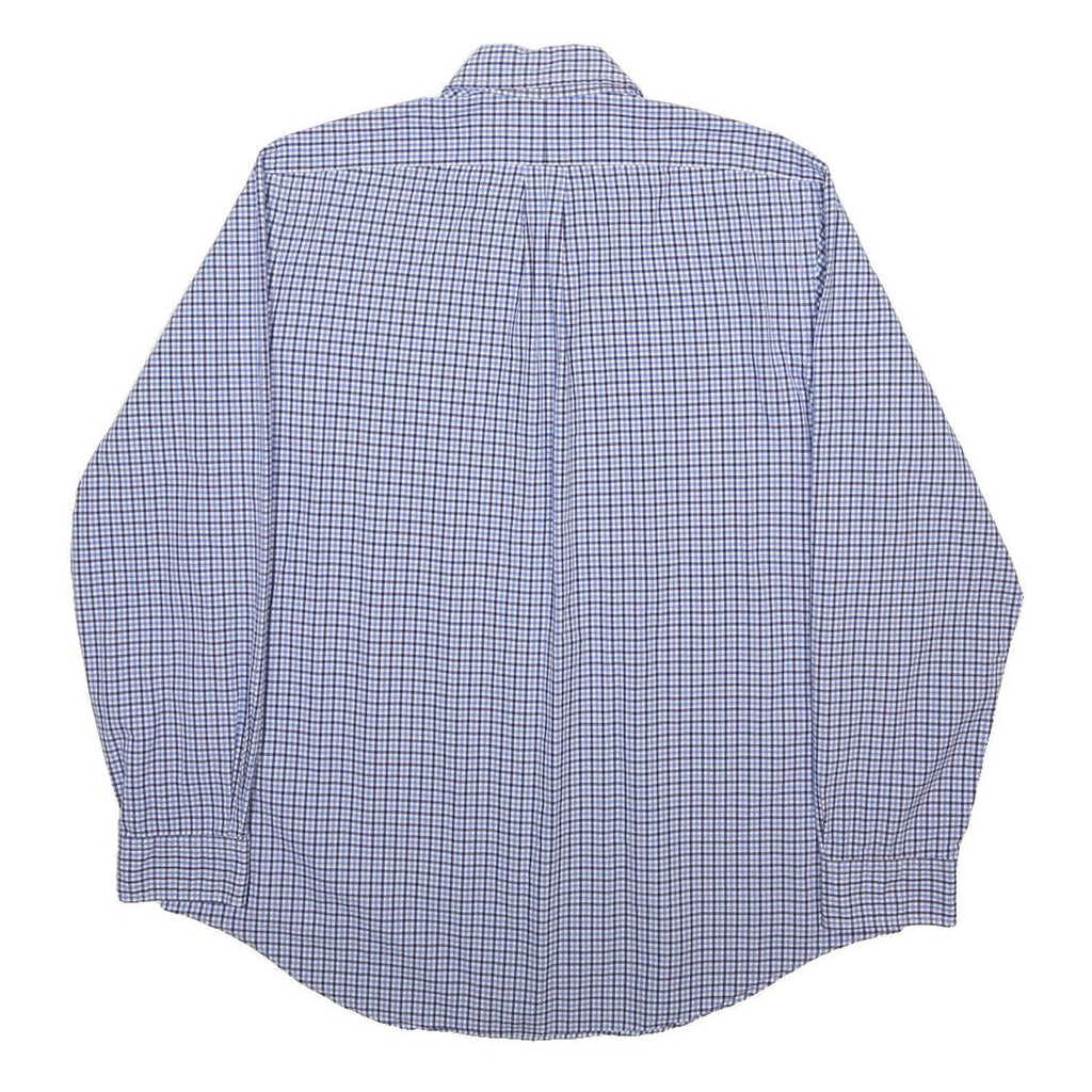 RALPH LAUREN Mens Blue Check Shirt L Cotton Classic Long Sleeve Button Collar