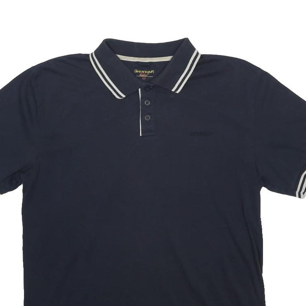 DUNLOP Mens Navy Blue Polo Shirt M Cotton Blend Short Sleeve Basic