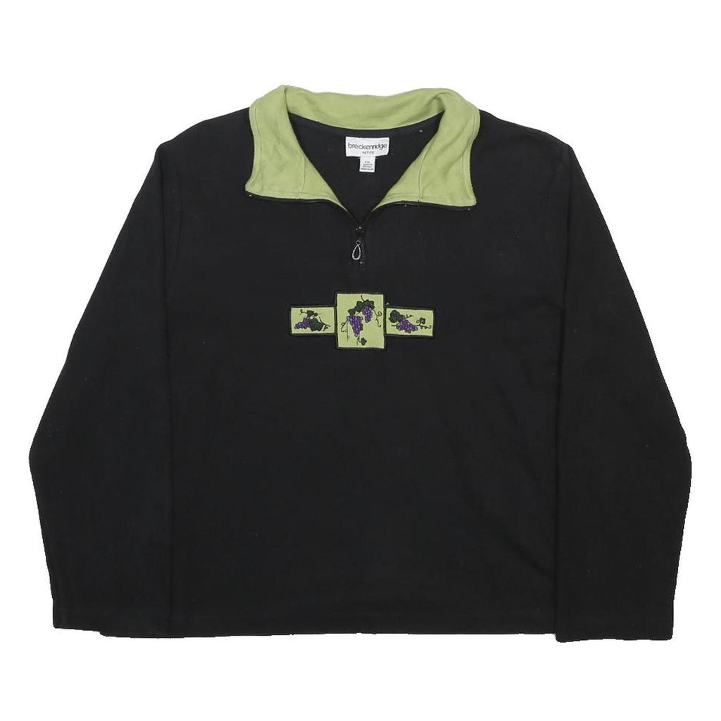 BRECKENRIDGE Womens Black & Green Patterned Pullover Jumper Cotton Blend XL Zip