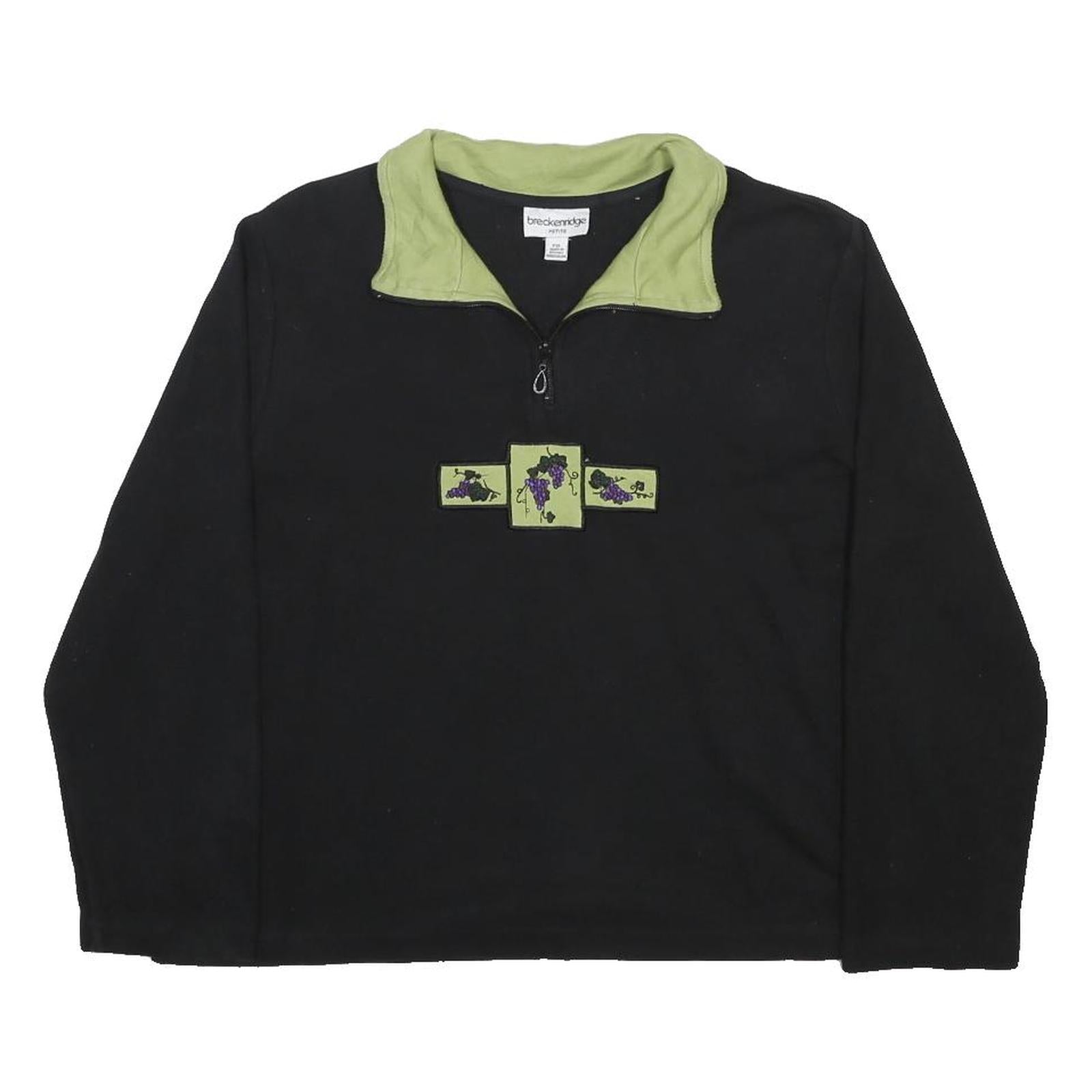 BRECKENRIDGE Womens Black & Green Patterned Pullover Jumper Cotton Blend XL Zip