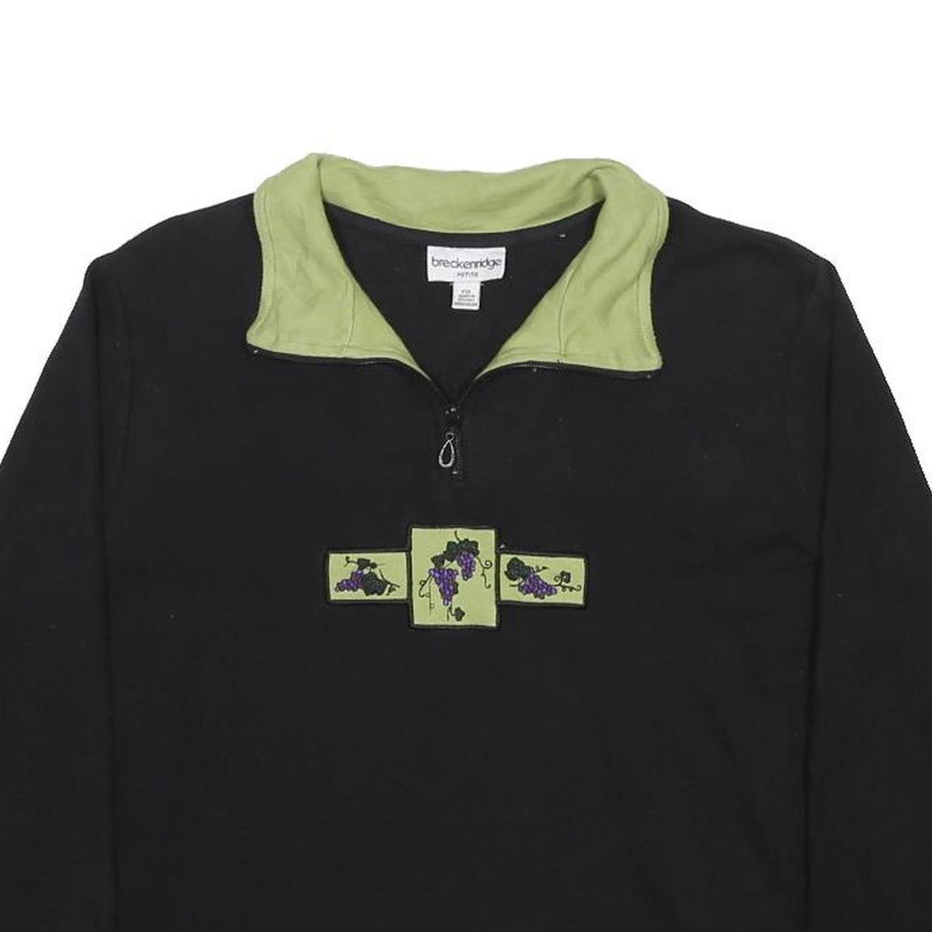 BRECKENRIDGE Womens Black & Green Patterned Pullover Jumper Cotton Blend XL Zip
