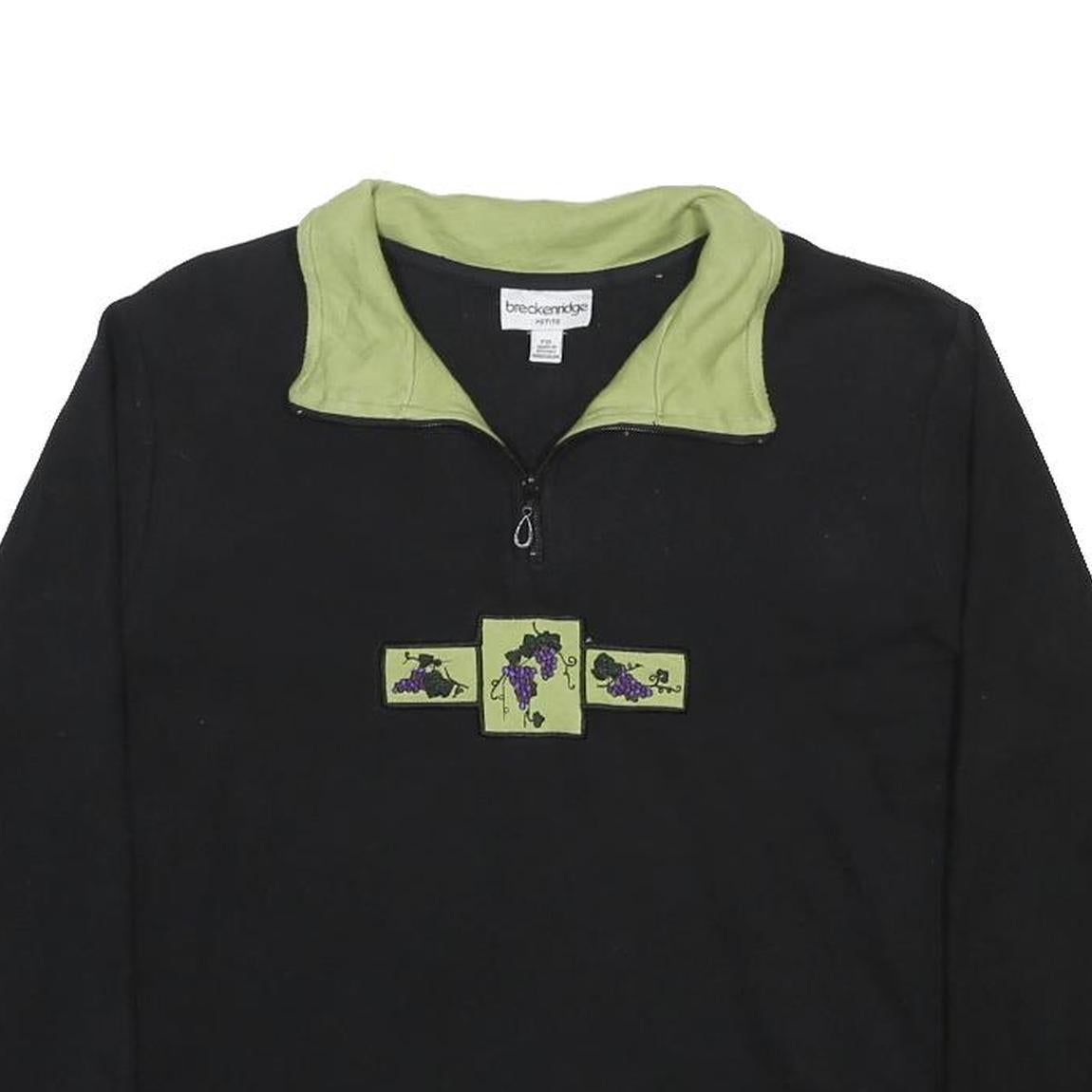 BRECKENRIDGE Womens Black & Green Patterned Pullover Jumper Cotton Blend XL Zip